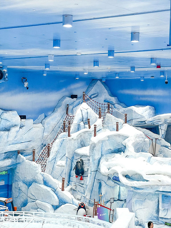 Snow park landscape design integrating artificial snow areas, themed scenery, recreational facilities, and immersive winter attractions.