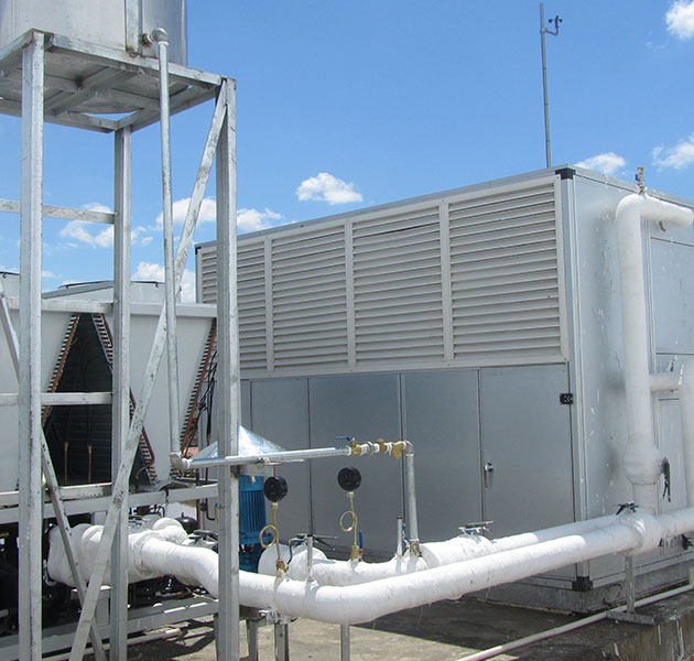 Desiccant wheel dehumidification system providing efficient humidity control for indoor snow parks, ice rinks, and ski resorts.