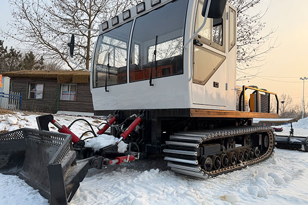 Heavy-duty snow groomer blade for snow surface grading and high-performance ski resort maintenance.