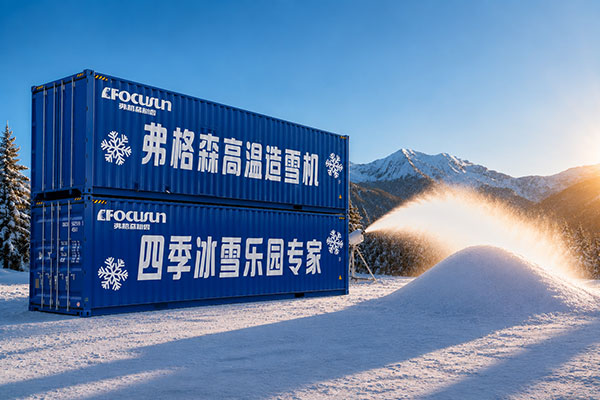 High-temperature snow making machine producing artificial snow for ski resorts, indoor snow parks, and all-weather snowmaking applications.