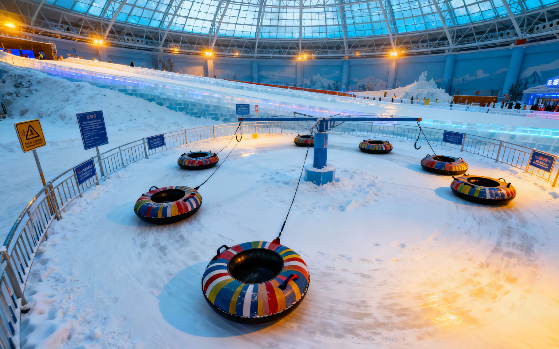 Snow tube facilities for snow parks and winter attractions, providing exciting snow tubing experiences for visitors.